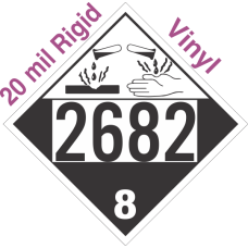 Corrosive Class 8 UN2682 20mil Rigid Vinyl DOT Placard