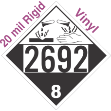 Corrosive Class 8 UN2692 20mil Rigid Vinyl DOT Placard
