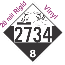 Corrosive Class 8 UN2734 20mil Rigid Vinyl DOT Placard