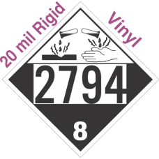 Corrosive Class 8 UN2794 20mil Rigid Vinyl DOT Placard