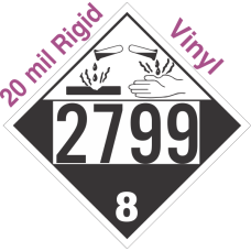 Corrosive Class 8 UN2799 20mil Rigid Vinyl DOT Placard