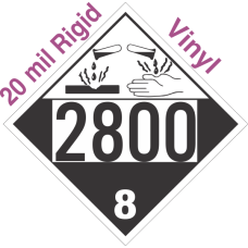 Corrosive Class 8 UN2800 20mil Rigid Vinyl DOT Placard