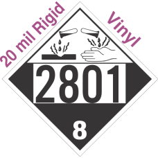 Corrosive Class 8 UN2801 20mil Rigid Vinyl DOT Placard