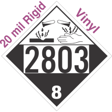 Corrosive Class 8 UN2803 20mil Rigid Vinyl DOT Placard