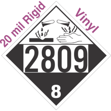 Corrosive Class 8 UN2809 20mil Rigid Vinyl DOT Placard