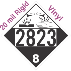 Corrosive Class 8 UN2823 20mil Rigid Vinyl DOT Placard