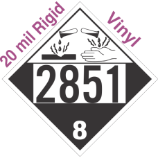 Corrosive Class 8 UN2851 20mil Rigid Vinyl DOT Placard