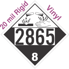 Corrosive Class 8 UN2865 20mil Rigid Vinyl DOT Placard
