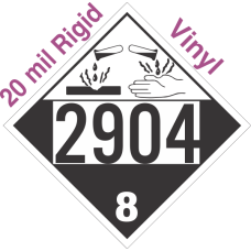 Corrosive Class 8 UN2904 20mil Rigid Vinyl DOT Placard