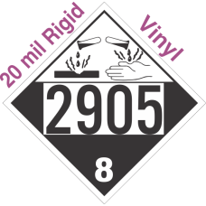 Corrosive Class 8 UN2905 20mil Rigid Vinyl DOT Placard