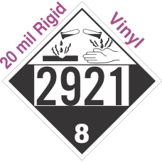 Corrosive Class 8 UN2921 20mil Rigid Vinyl DOT Placard