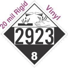 Corrosive Class 8 UN2923 20mil Rigid Vinyl DOT Placard