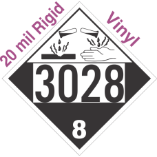 Corrosive Class 8 UN3028 20mil Rigid Vinyl DOT Placard