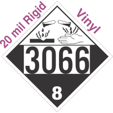 Corrosive Class 8 UN3066 20mil Rigid Vinyl DOT Placard
