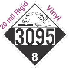 Corrosive Class 8 UN3095 20mil Rigid Vinyl DOT Placard