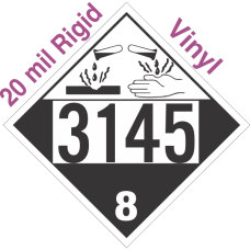 Corrosive Class 8 UN3145 20mil Rigid Vinyl DOT Placard