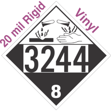 Corrosive Class 8 UN3244 20mil Rigid Vinyl DOT Placard