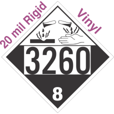 Corrosive Class 8 UN3260 20mil Rigid Vinyl DOT Placard