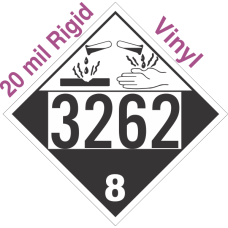 Corrosive Class 8 UN3262 20mil Rigid Vinyl DOT Placard