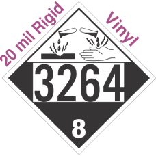 Corrosive Class 8 UN3264 20mil Rigid Vinyl DOT Placard