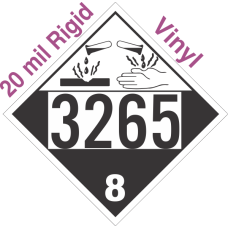 Corrosive Class 8 UN3265 20mil Rigid Vinyl DOT Placard
