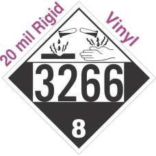 Corrosive Class 8 UN3266 20mil Rigid Vinyl DOT Placard