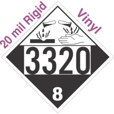 Corrosive Class 8 UN3320 20mil Rigid Vinyl DOT Placard