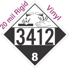 Corrosive Class 8 UN3412 20mil Rigid Vinyl DOT Placard