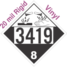 Corrosive Class 8 UN3419 20mil Rigid Vinyl DOT Placard