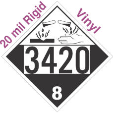 Corrosive Class 8 UN3420 20mil Rigid Vinyl DOT Placard