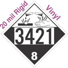 Corrosive Class 8 UN3421 20mil Rigid Vinyl DOT Placard