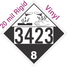 Corrosive Class 8 UN3423 20mil Rigid Vinyl DOT Placard