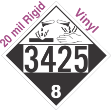 Corrosive Class 8 UN3425 20mil Rigid Vinyl DOT Placard
