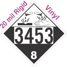 Corrosive Class 8 UN3453 20mil Rigid Vinyl DOT Placard
