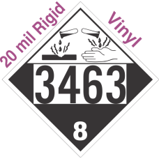 Corrosive Class 8 UN3463 20mil Rigid Vinyl DOT Placard