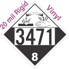 Corrosive Class 8 UN3471 20mil Rigid Vinyl DOT Placard