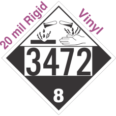 Corrosive Class 8 UN3472 20mil Rigid Vinyl DOT Placard