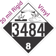 Corrosive Class 8 UN3484 20mil Rigid Vinyl DOT Placard