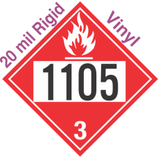 Flammable Class 3 UN1105 20mil Rigid Vinyl DOT Placard