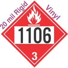 Flammable Class 3 UN1106 20mil Rigid Vinyl DOT Placard