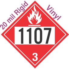 Flammable Class 3 UN1107 20mil Rigid Vinyl DOT Placard