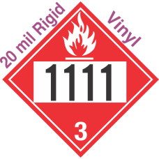 Flammable Class 3 UN1111 20mil Rigid Vinyl DOT Placard