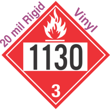 Flammable Class 3 UN1130 20mil Rigid Vinyl DOT Placard