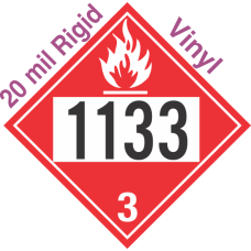 Flammable Class 3 UN1133 20mil Rigid Vinyl DOT Placard