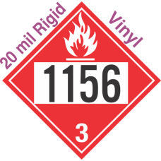 Flammable Class 3 UN1156 20mil Rigid Vinyl DOT Placard