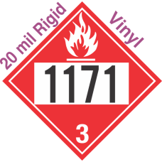 Flammable Class 3 UN1171 20mil Rigid Vinyl DOT Placard