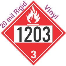 Flammable Class 3 UN1203 20mil Rigid Vinyl DOT Placard
