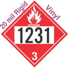 Flammable Class 3 UN1231 20mil Rigid Vinyl DOT Placard