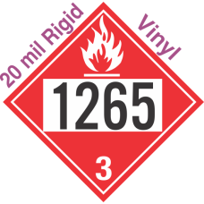 Flammable Class 3 UN1265 20mil Rigid Vinyl DOT Placard