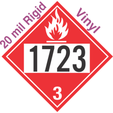 Flammable Class 3 UN1723 20mil Rigid Vinyl DOT Placard